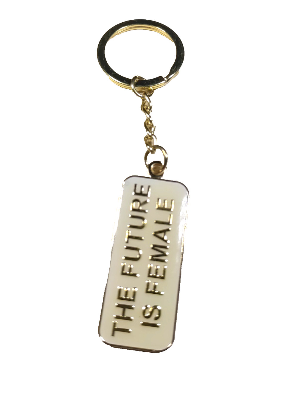 The Future Is Female Keychain Gold Tone Cream Inspiration